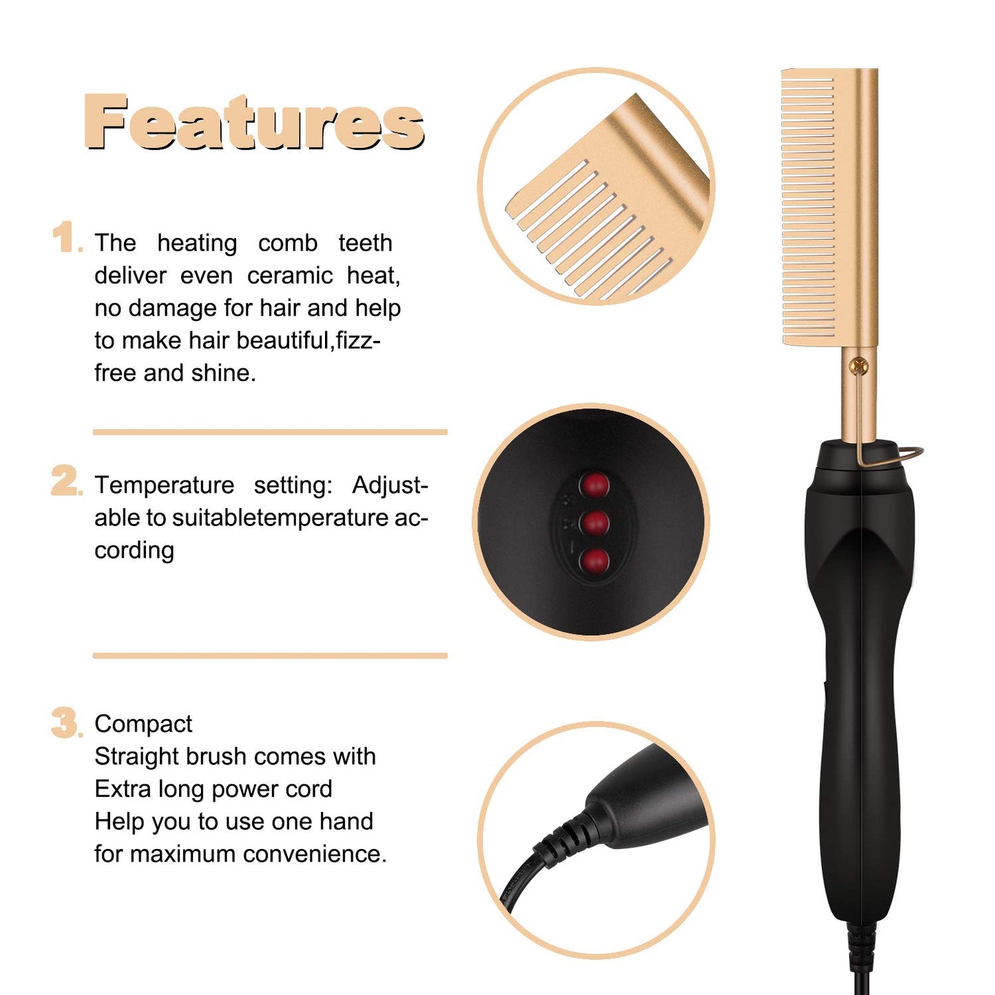 Comb Hair Straightener Electric Heating Comb Beard Straightener