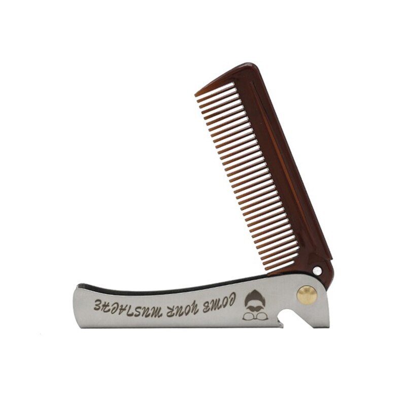 Men's folding stainless steel comb oil head beard