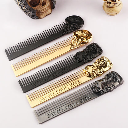 Metal Men Beard Comb Portable Men Oil Head Beard Comb