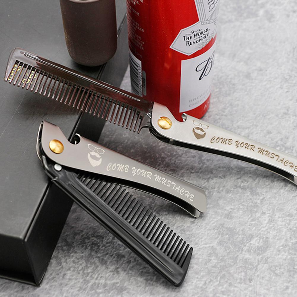 Folding Steel Combs For Men Oil Head Portable Beard