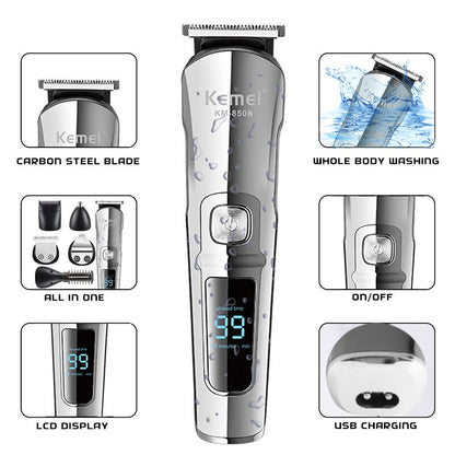 Professional Hair Trimmer Waterproof 6 in 1 Hair Clipper Electric Cutting