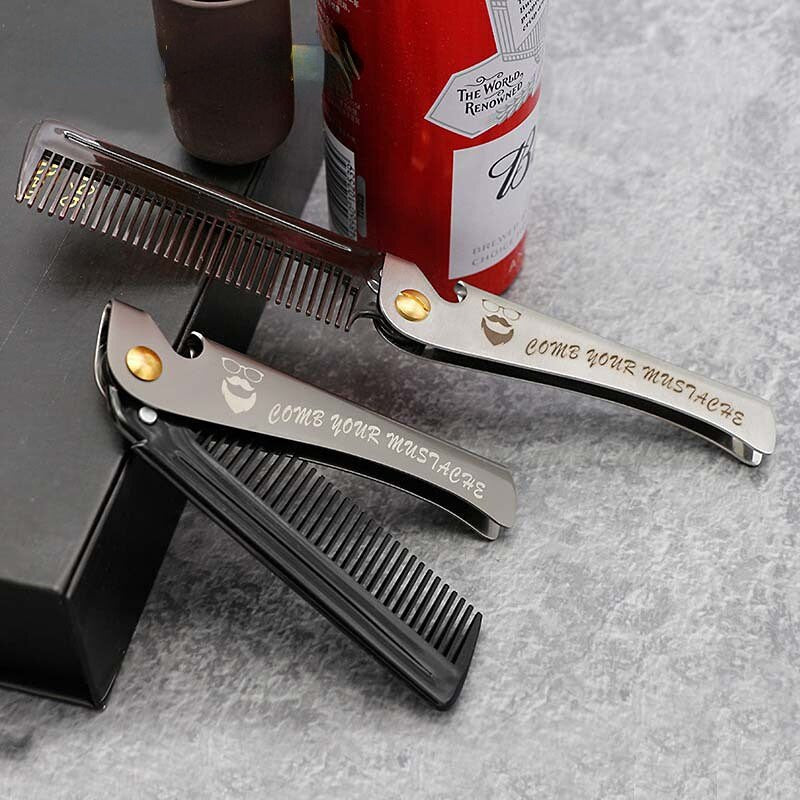 Folding Steel Combs For Men Oil Head Portable Beard