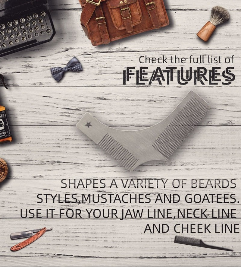 Stainless Steel Beard Styling Shaping Template Comb