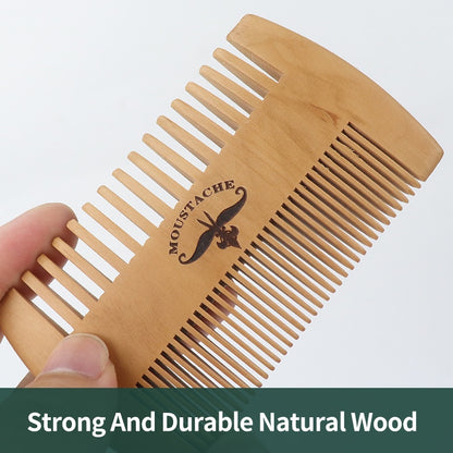 Boar Bristle Beard Brush Set Wooden Double Sided