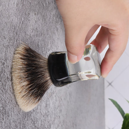 Two Band Badger Hair Clear Handle Beard brush