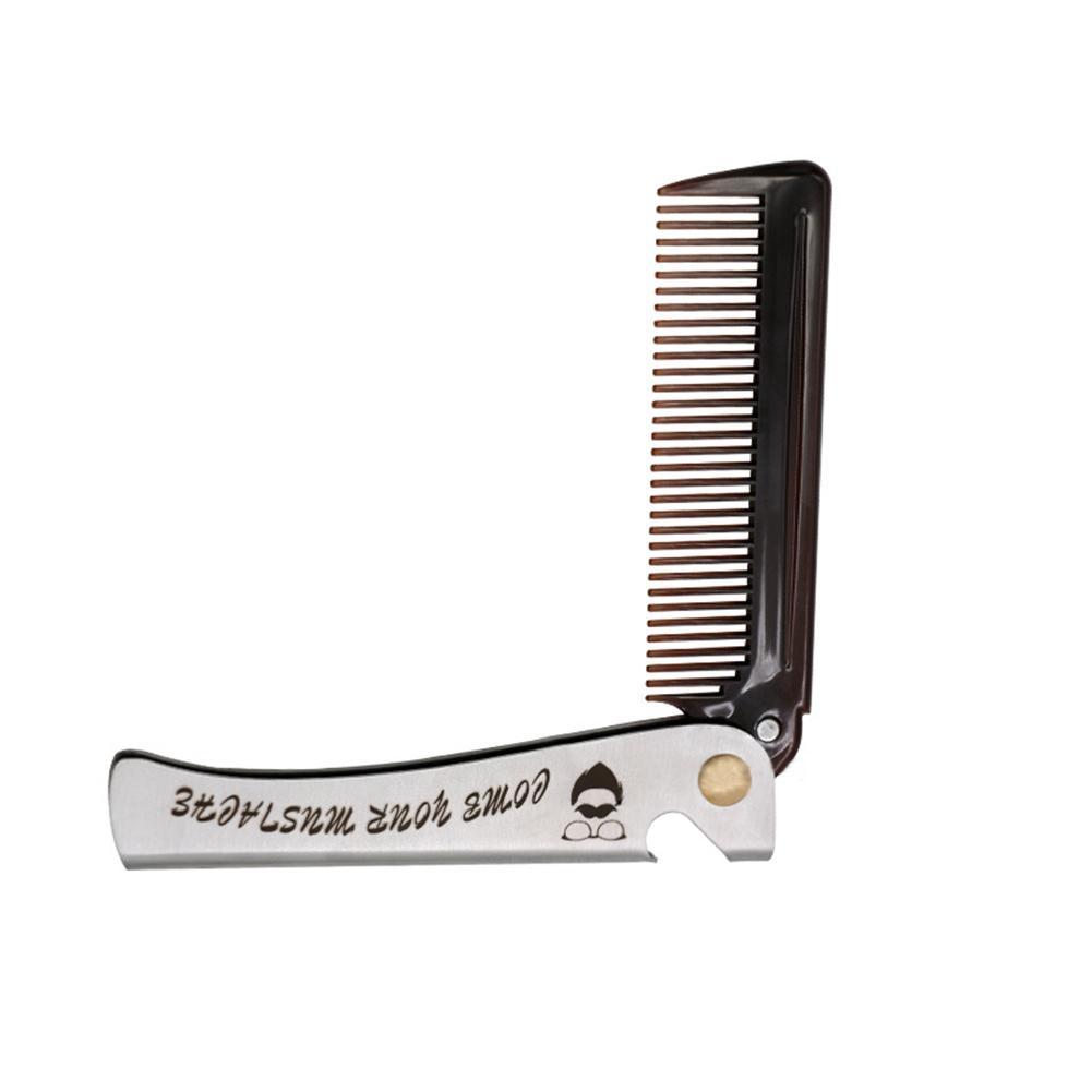 Folding Steel Combs For Men Oil Head Portable Beard