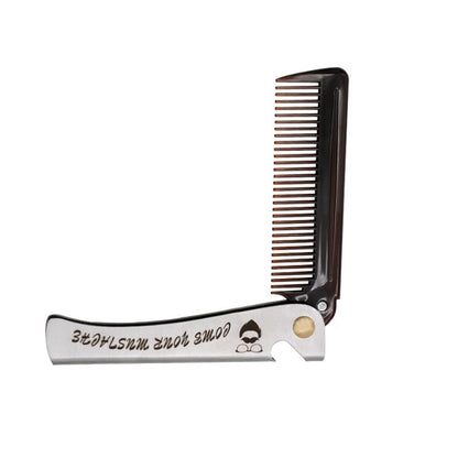 Folding Steel Combs For Men Oil Head Portable Beard