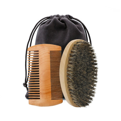 Professional Soft Boar Bristle Wood Beard