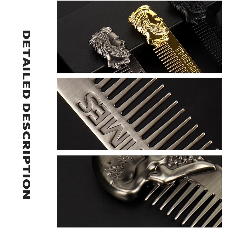 Profession Aluminum Metal Double-Sided Beard Comb