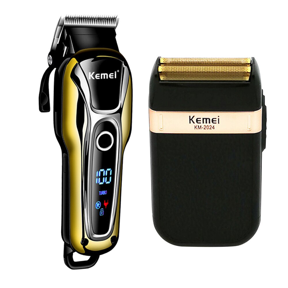 Kemei Hair Clipper Beard Trimmer and Beard Shaver Set USB Rechargeable