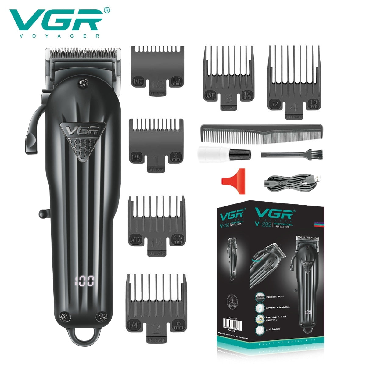 VGR Hair Clipper Professional Hair Cutting Machine Hair Trimmer Cordless