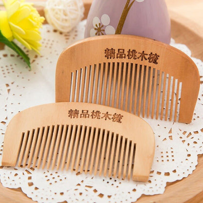 Natural Peach Wood Comb Close Teeth Anti-static