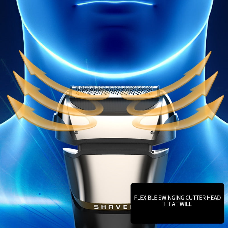 Powerful electric shaver for men wet dry facial electric razor