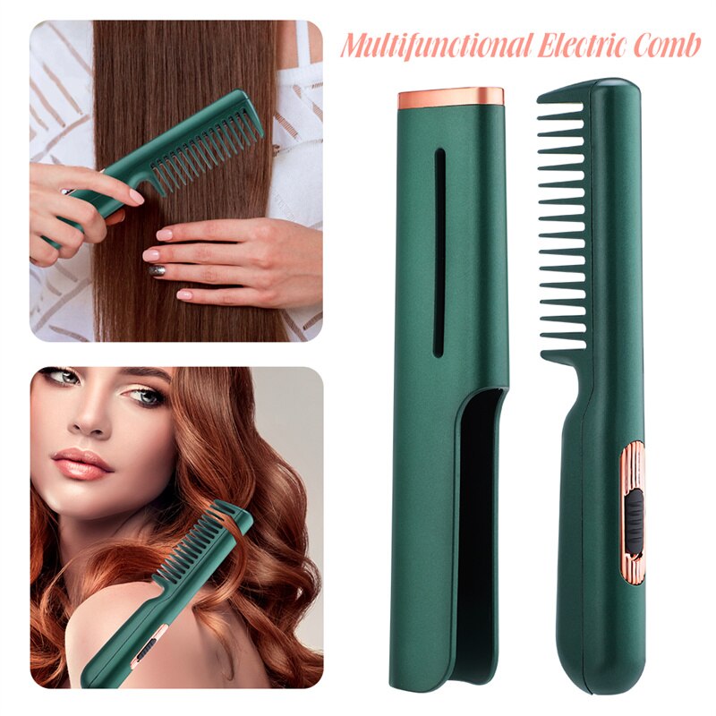 Electric Hair Straightener Brush Comb Mini Hair Curler