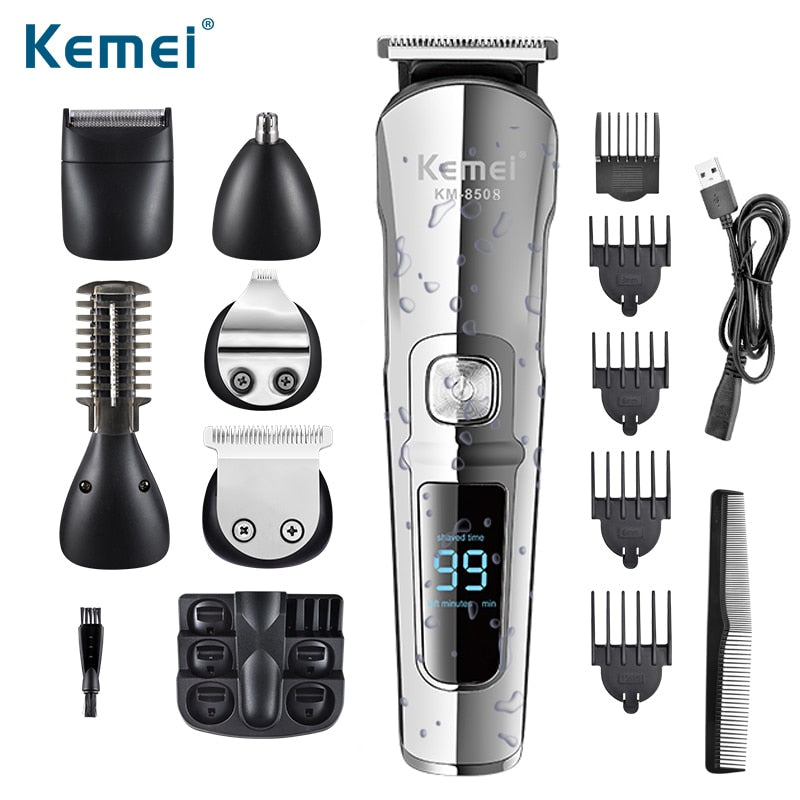 Professional Hair Trimmer Waterproof 6 in 1 Hair Clipper Electric Cutting