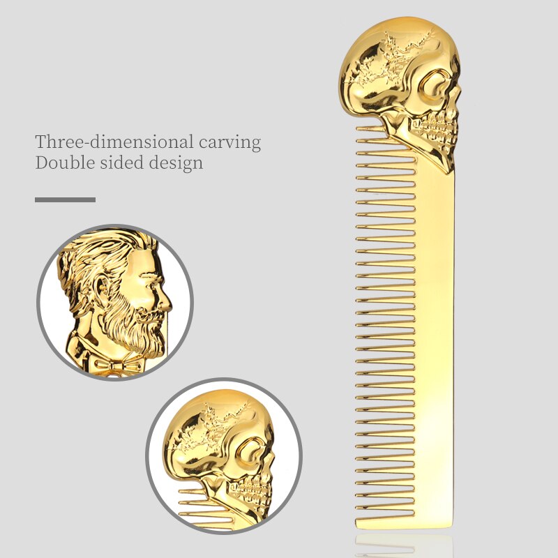 Profession Aluminum Metal Double-Sided Beard Comb