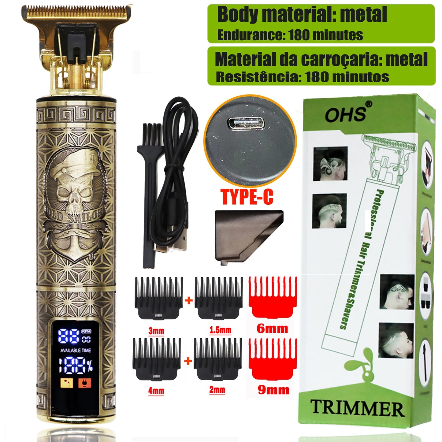 HOT T9 Professional LCD Display Electric Hair Clipper