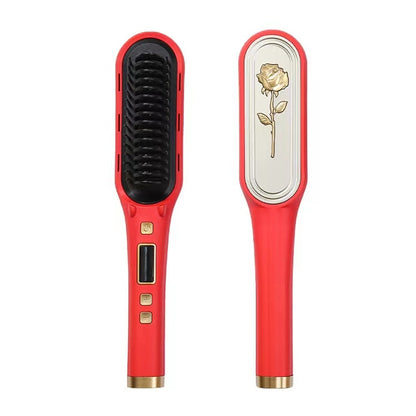 Hair Straightener Men Beard Comb Ceramic Hair Curler Brush Hair Comb Curling Hair Iron Hair Brush