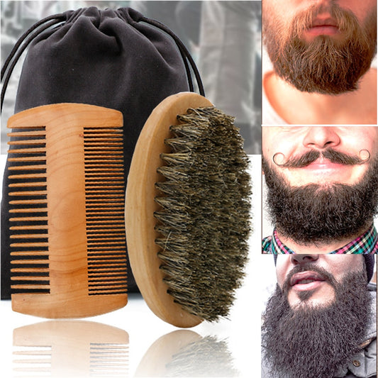 Professional Soft Boar Bristle Wood Beard