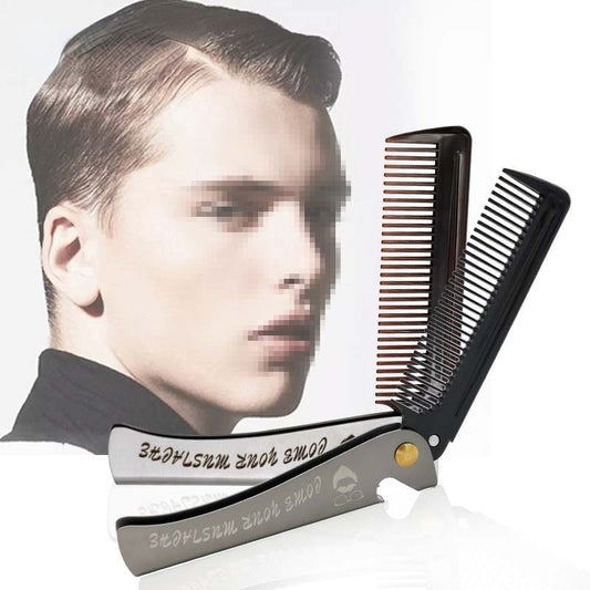 Folding Steel Combs For Men Oil Head Portable Beard