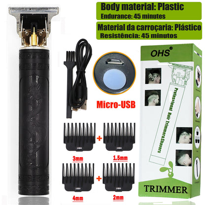 USB Vintage T9 0MM Carving Professional Hair Trimmer