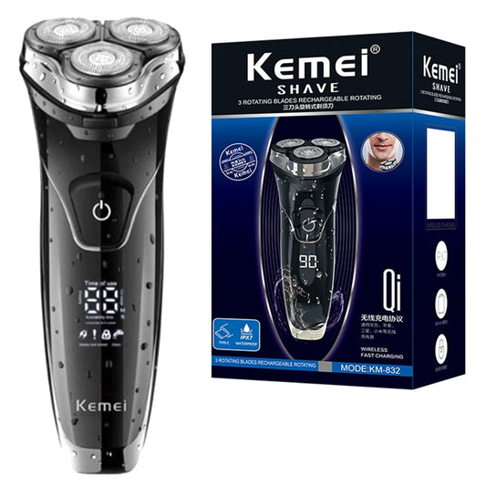 Original Kemei Waterproof LCD Display Electric Shaver Beard Electric Razor
