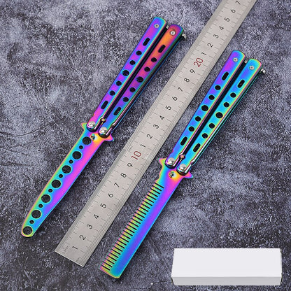 Foldable Comb Training Butterfly Knife Comb Beard