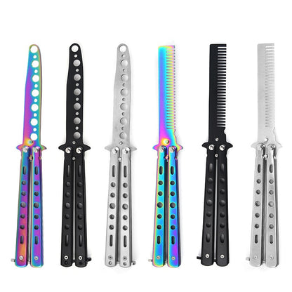 Foldable Comb Training Butterfly Knife Comb Beard