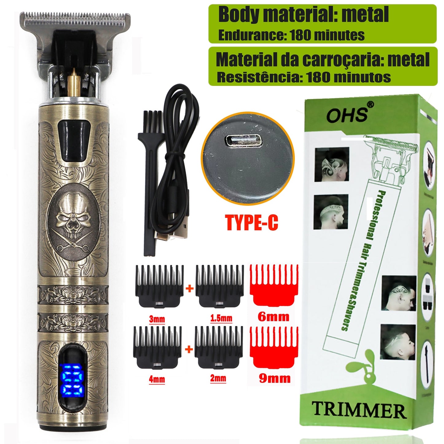 HOT T9 Professional LCD Display Electric Hair Clipper