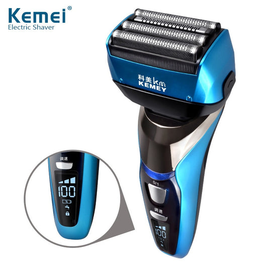 Wet And Dry Electric Razor Beard Trimmer 4 blade Wireless LCD Display