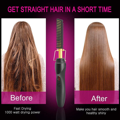 New Copper Comb 2 In 1 Hot Comb Straightener