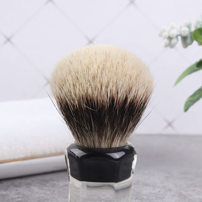 Two Band Badger Hair Clear Handle Beard brush