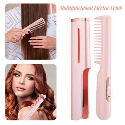 Electric Hair Straightener Brush Comb Mini Hair Curler