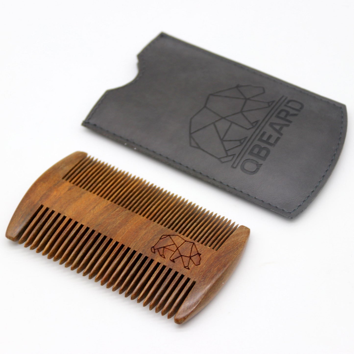 Natural Wood Hair Brush Beard Comb with PU Leather