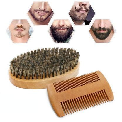 Professional Soft Boar Bristle Wood Beard Brush