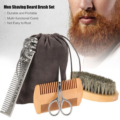 Professional Wood Beard Comb Set Double Beard