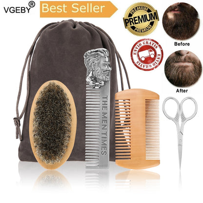 Professional Wood Beard Comb Set Double Beard