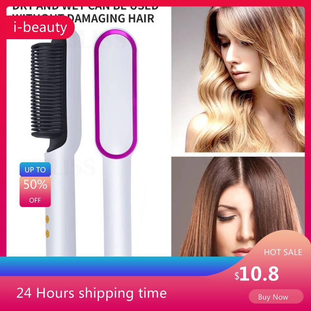 Hair Comb Brush Beard Straightener Anti-Scald Hair Straightening Comb Curling Iron Quick Beard Hair