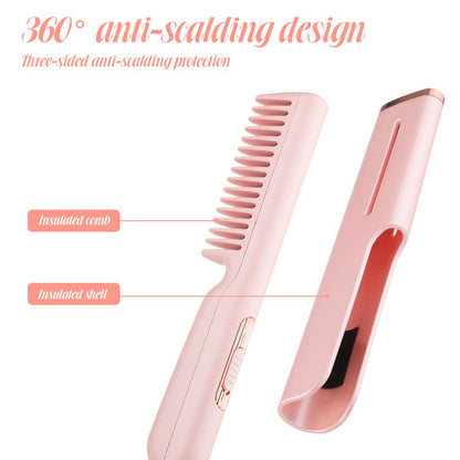 Electric Hair Straightener Brush Comb Mini Hair Curler