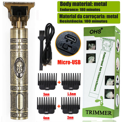 USB Vintage T9 0MM Carving Professional Hair Trimmer