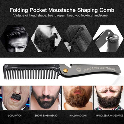 Folding Steel Combs For Men Oil Head Portable Beard