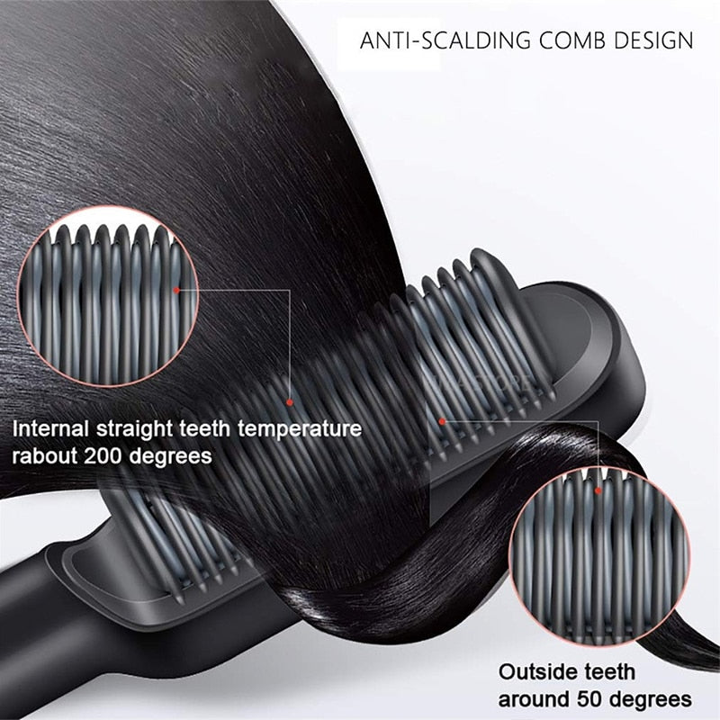 Hair Straightener Men Beard Comb Ceramic Hair Curler Brush Hair Comb Curling Hair Iron Hair Brush