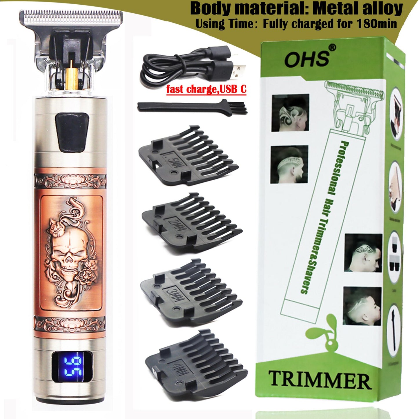 Electric Hair Clipper Rechargeable Shaver For Short Hair