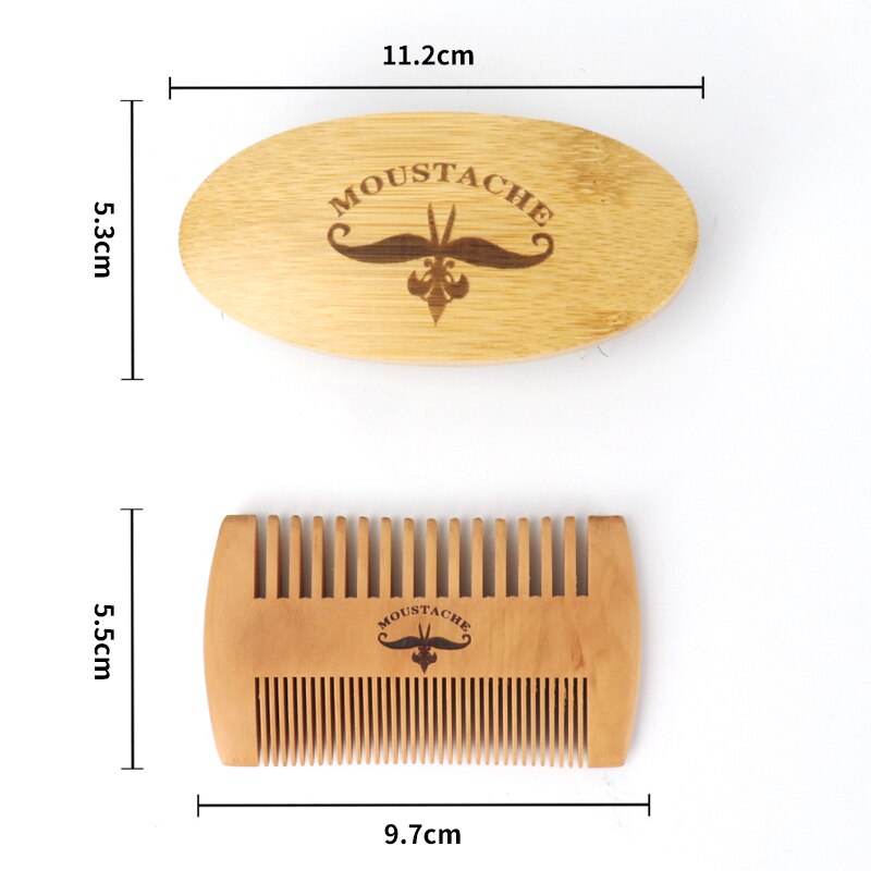 Natural Boar Bristle Beard Brush Set Double Sided