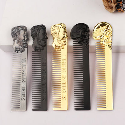 Metal Men Beard Comb Portable Men Oil Head Beard Comb