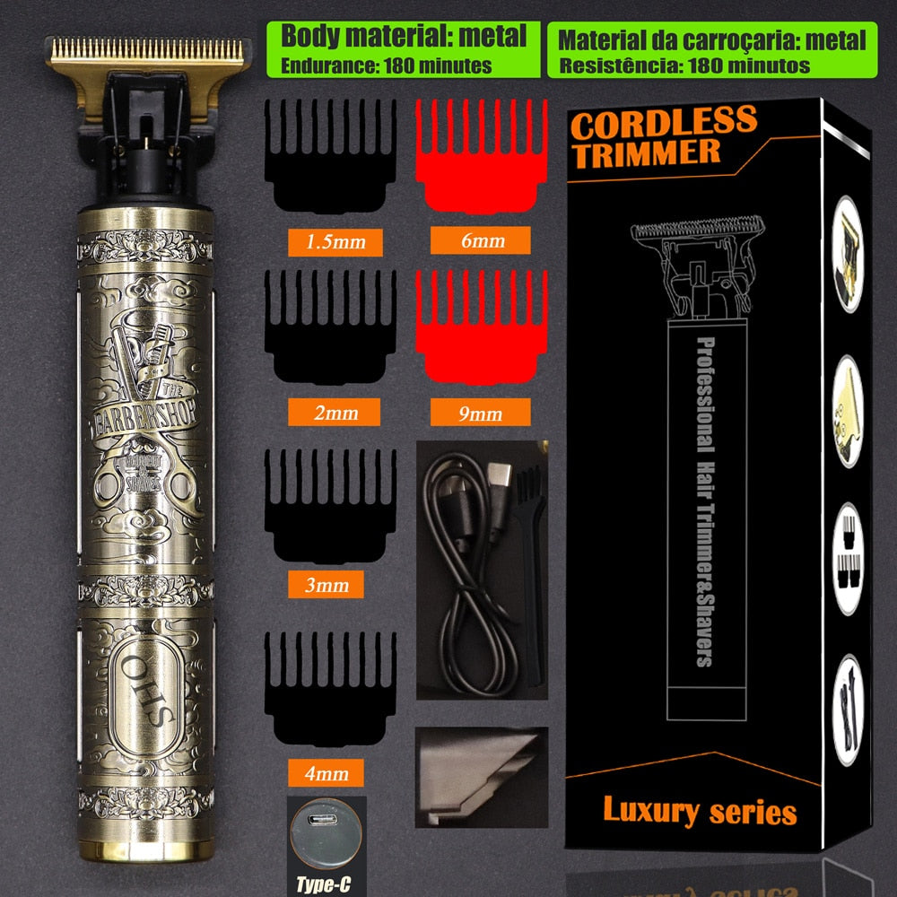 USB Vintage T9 0mm Electric Hair Trimmer