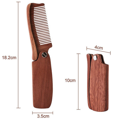 Folding Wooden Beard Comb Men's Waves Brush