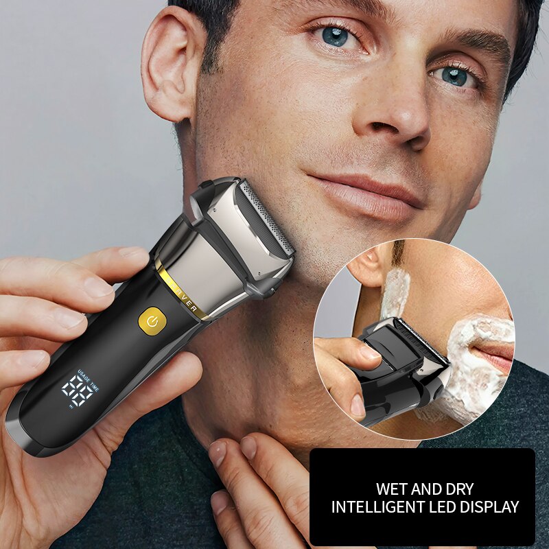 Powerful electric shaver for men wet dry facial electric razor