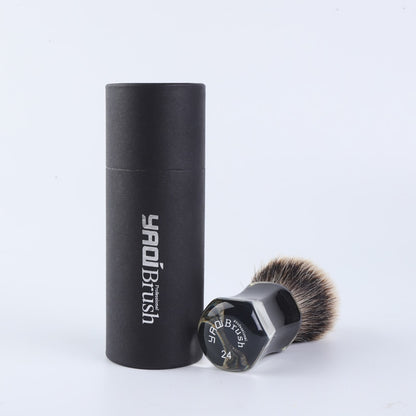 Two Band Badger Hair Clear Handle Beard brush