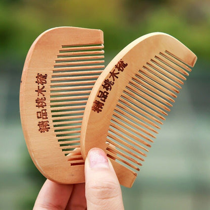 Natural Peach Wood Comb Close Teeth Anti-static